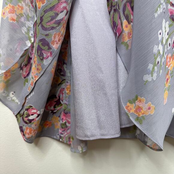 Sz 8 Cinq à Sept Terrence Satin Floral Midi Dress Cocktail Wedding Guest Romance - Picture 9 of 11